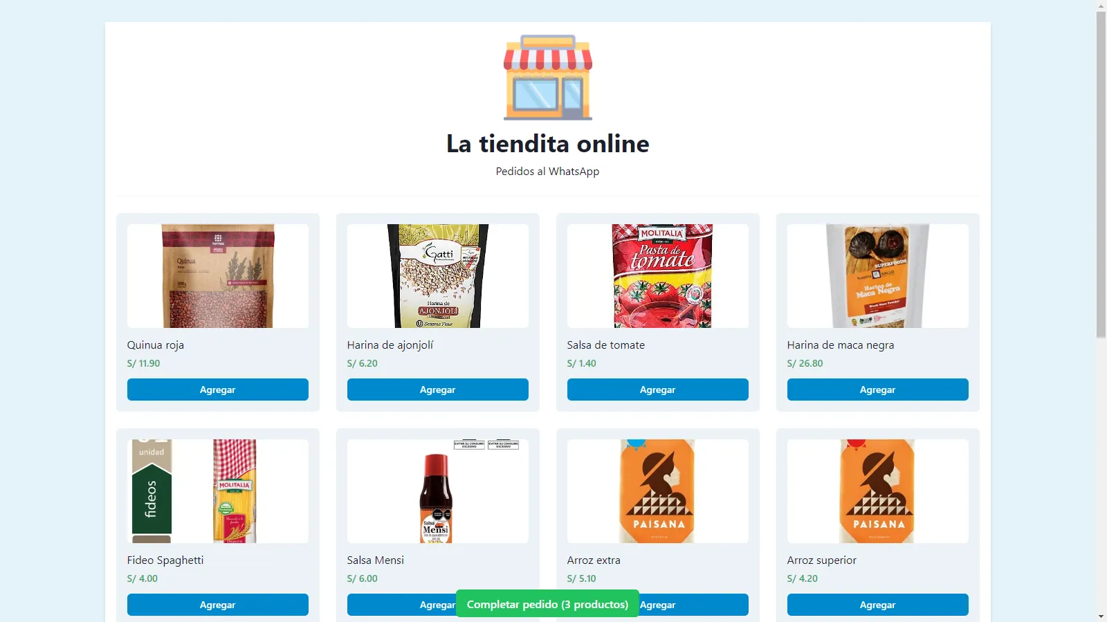 Screenshot of the web project