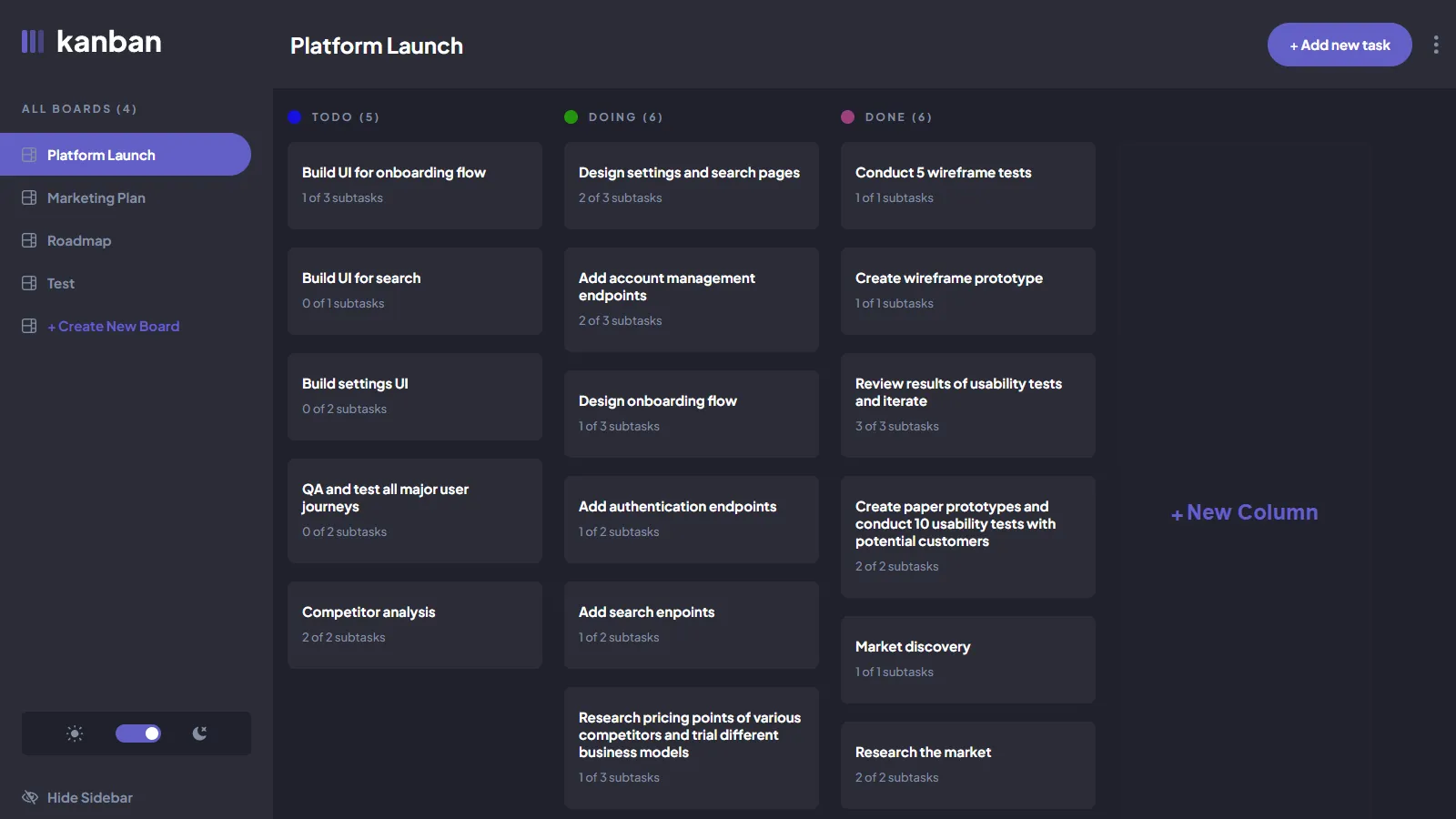 Screenshot of the web project