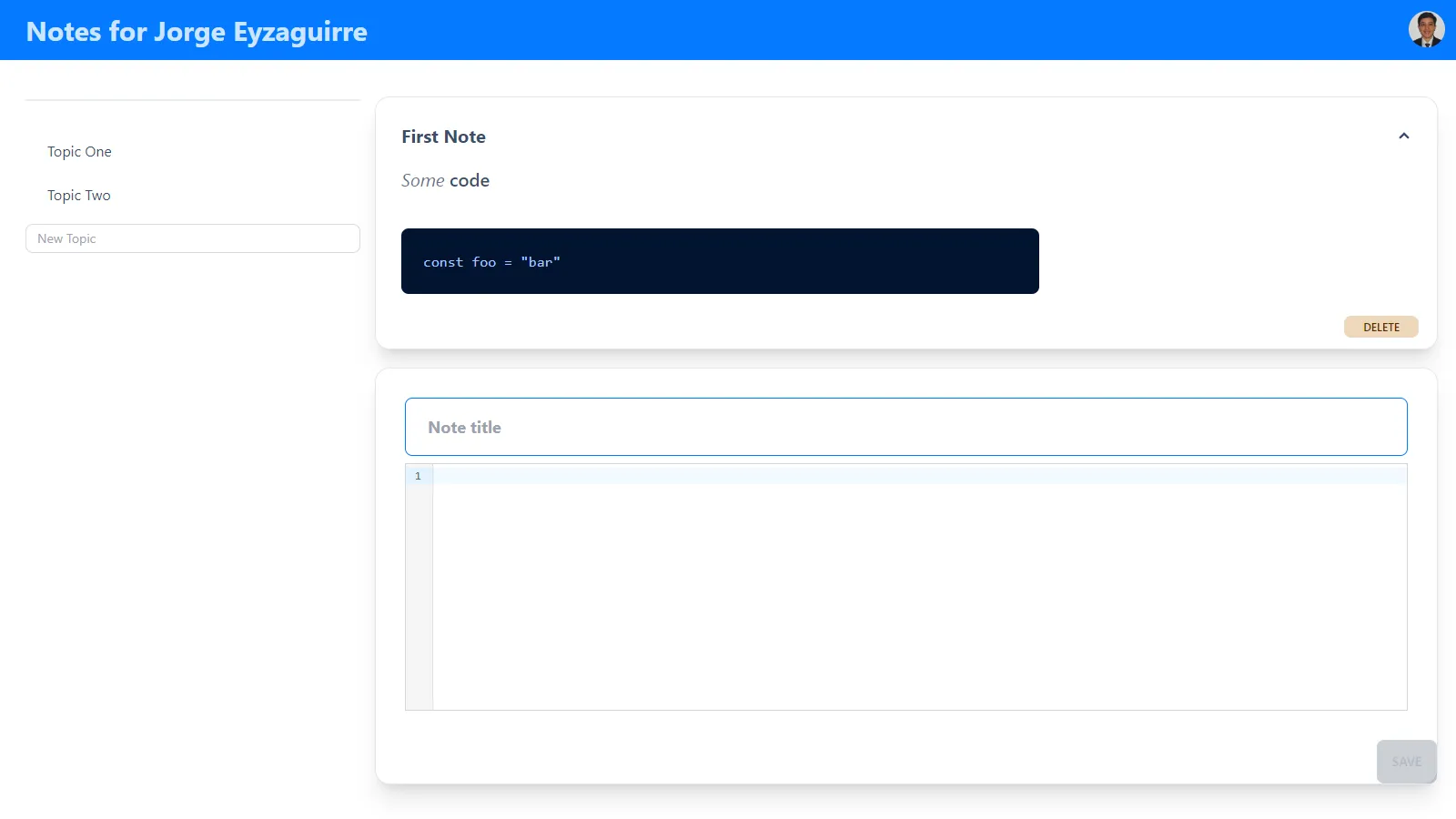 Screenshot of the web project